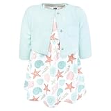 100 % coton Hudson Baby Ensemble robe et cardigan en coton pour bébé et petite fille, Au bord de la mer, 5 ans