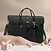 MOSISO Laptop Bag for Women, 15-15.6 inch PU Leather Laptop Shoulder Bags Convertible Backpack, 16 inch Messenger Bags Casual Handbag Work Briefcase Travel Computer Bag with Bowknot, Black