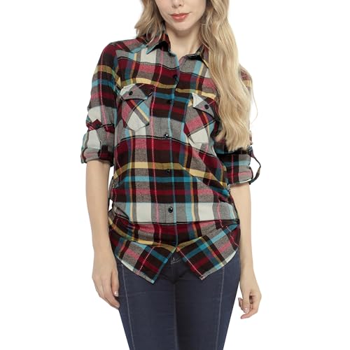 Image of Match Women's Long Sleeve Plaid Flannel Shirt #2021