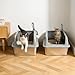 Kirecoo 2 Pack Stainless Steel Litter Box with Lid, Large Enclosed Metal Cat Litter Box Pan High Sided, Easy Clean Anti-Leakage Litterbox Tray for Indoor Big Cats, Kittens or Multicat, Scoop Included
