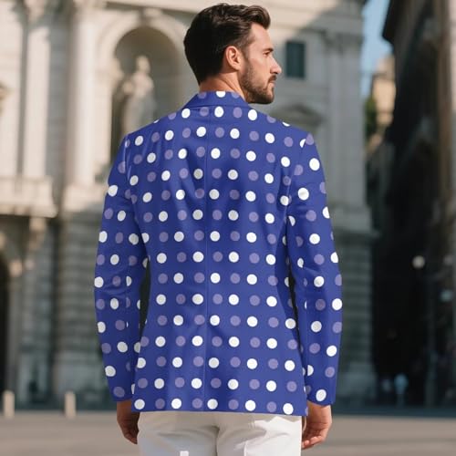 Men's Casual Blazers Lightweight Sport Coats Polka Dot Print One Button Suit Jacket Daily Casual Outfit3