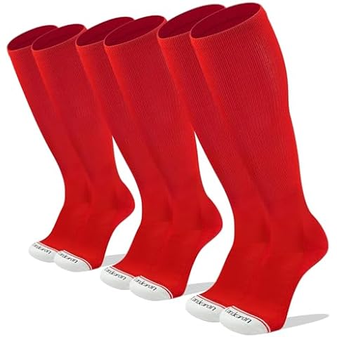 Londkaron Youth Performance Baseball & Softball Socks (3 Pairs) over the Calf (Medium, Red/White) Cover