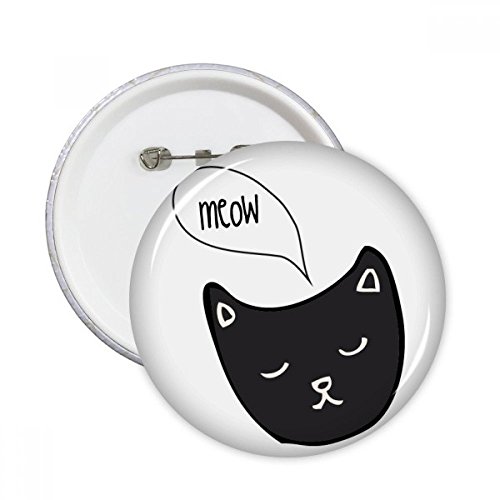 Noir Cat Head Meow simple de ligne Dessin Protéger Badge Pins ronde animaux 5pcs XXL