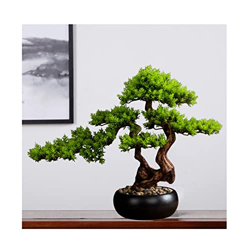 Árbol bonsái artificial artificial de 23.6 pulgadas, árbol bonsái de pino de bienvenida para interiores, sala de estar, oficina, escritorio, árbol falso, planta falsa, decoración de plantas falsas