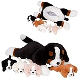 PixieCrush Dog Stuffed Animals - Bernese Mommy with 4 Puppies in Her Tummy - Huggable and Fluffy Dog Plushies for Imaginative Play - Plush Toys Suitable for Kids 3 Years Old and Above - 5