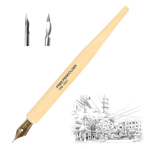 Eboxer Kit Plumes Calligraphie & Manga – Porte-Stylo Bois + 3 Plumes Acier + Encre 5ml