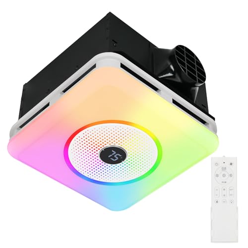 NJSZBDZJ Bathroom Exhaust Fan with Bluetooth Speaker & LED...