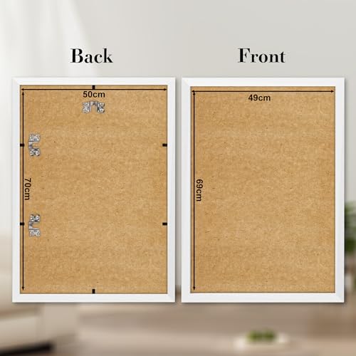 wyewye Picture Frame 50 x 70 cm Solid Wood 50 x 70 cm White Picture Frame for Illustration Certificate Poster Photo Frame with Plexiglass Window