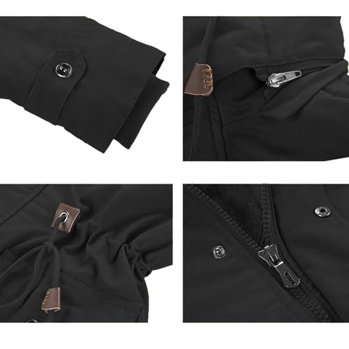 INVACHI Men's Winter Jacket Cotton Military Jackets Fleece Lined Thick Work Coats Warm Cargo Jackets with Hooded Pockets - Image 6