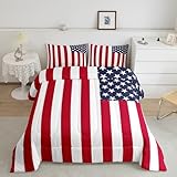Homemissing amerikanische Flagge Bettdecke 155x220cm Kinder Steppbett für Kinder Jungen Mädchen...
