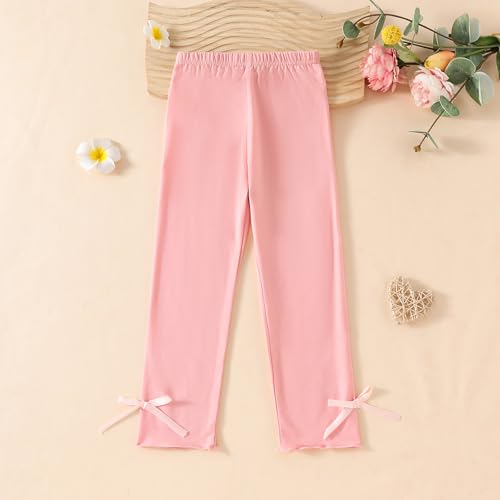 Girls Soft Cozy Stretchy Leggings Pants Solid Color Lightweight Cute Bow Bottoms Trousers Skinny Underwear Pants2