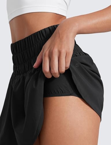 CRZ YOGA Athletic Shorts for Women High Waisted Flowy Ruffle Skirt Overlay for Workout Running Tennis with Zip Pocket4