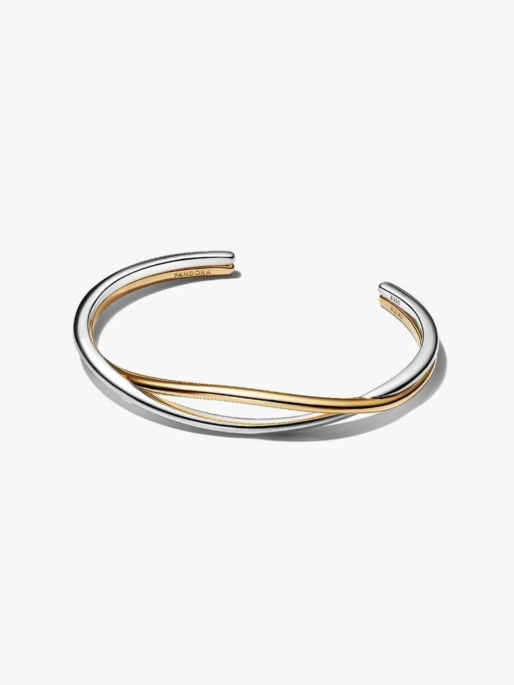 Sterling silver and 14k gold-plated open bangle