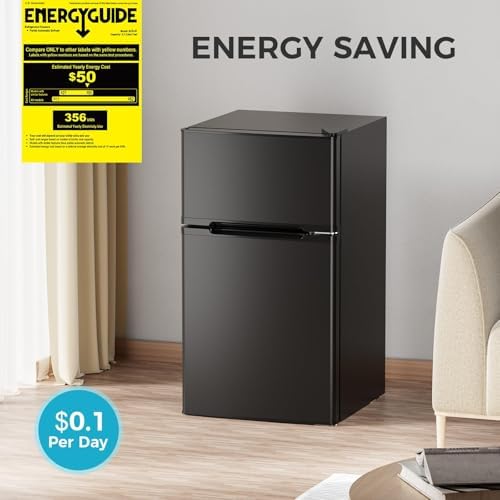 Image of COWSAR Mini Fridge with Freezer, 3.2 Cu.Ft Mini Refrigerator, 2-Door Small Refrigerator for Bedroom, Energy-efficient Compact Fridge for Dorm, Office, Apartment - Food & Drink Storage