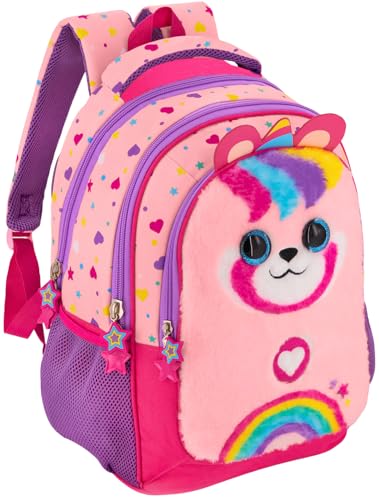 Julian Ross Zaino Scuola Elementare Bambina Fluffy 43X33X15 Cm Pandacorno – Multitasche, Schienale Ergonomico, Spallacci Imbottiti, Tasche Porta Borra