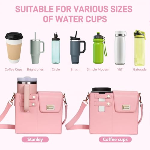 Crossbody Water Bottle Bag with Water Bottle Holder for Stanley Cup 30-40oz, Adjustable Women Shoulder Strap2