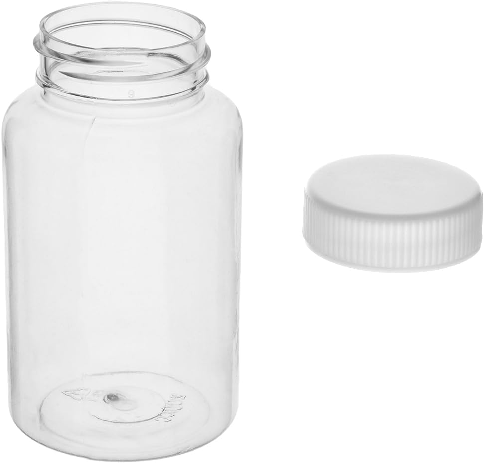 Aicosineg Plastic Lab Chemical Reagent Bottle 200ml Wide Mouth Sample Sealing Liquid Storage Container 5Pcs