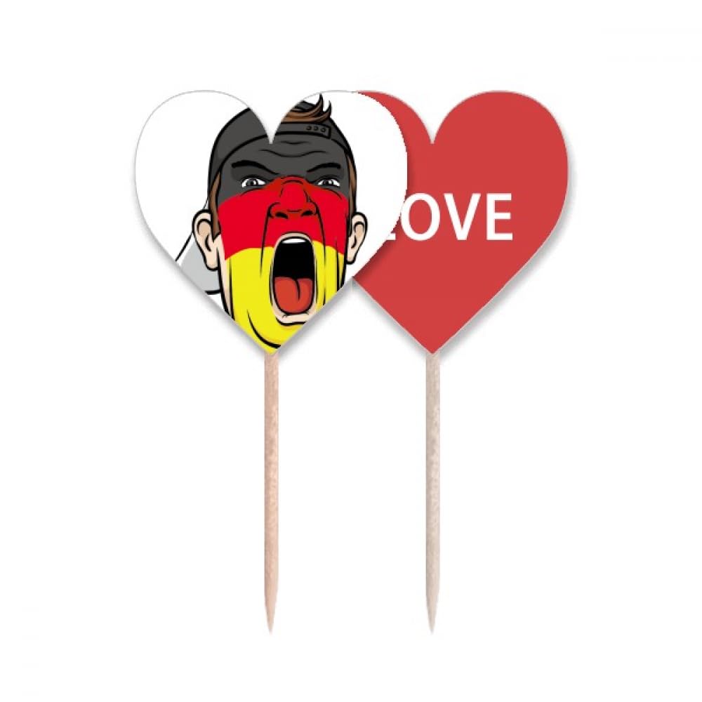 Drapeau Allemagne maquillage et cure-dents cœur pour decoration de cupcakes