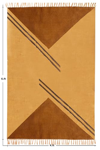 Alfombra de algodón de tejido plano CASAVANI lavable marrón 4