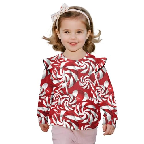 Cute Top for Girls 1-8T Lightweight Soft Sweatshirt Ruffle Sleeve Hoodie for Kids Casual Crewneck Pullover Tops
