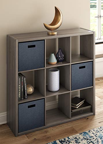 Image of ClosetMaid 4590 Heavy Duty Decorative Bookcase Open Back 9-Cube Storage Organizer in Graphite Gray with Hardware for Closet, Home, Office, or Toys