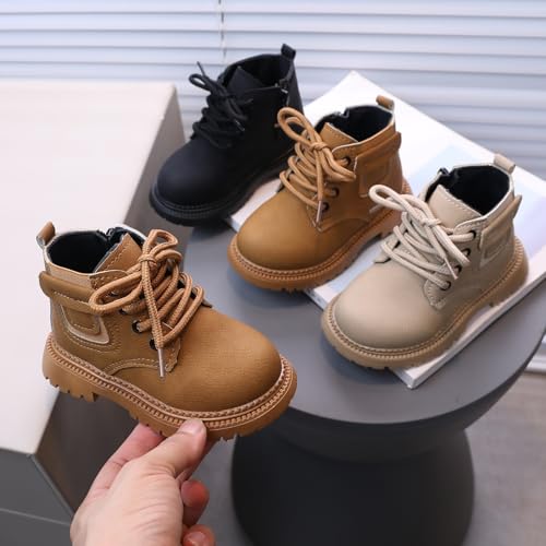 Girls Ankle Boots Combat Boots Lace Up Non-Slip Cowgirl Boots Breathable Toddler Boots for Infant Toddler Little Kid4