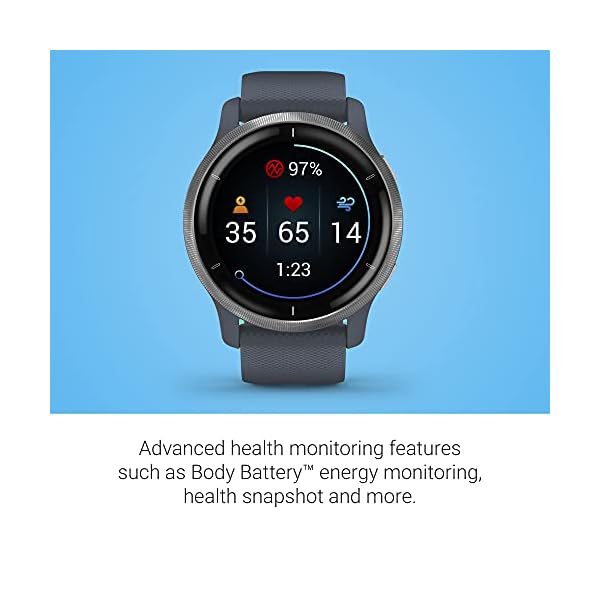 Garmin Venu 2, GPS Smartwatch with Advanced Health Monitoring and Fitness Features, Silver Bezel with Granite Blue Case and Silicone Band, (010-02430-00), 33 mm - Image 7