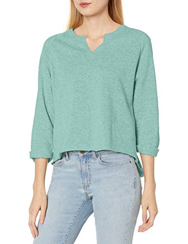 Alternative by Hanes Women's Eco Fleece The Champ Remix Shirt, jade sea olive dye oatmeal, Medium