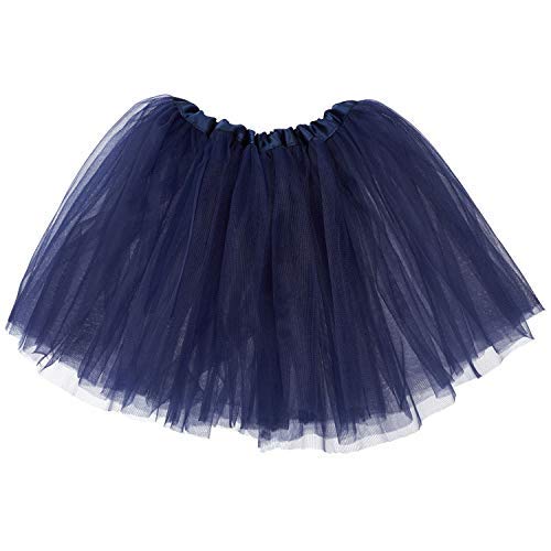 Ksnrang Adulte Femme Ballet Tutu en Tulle Jupe 3-Couche D'élastique Mini Robe pour S'habiller Fête Les Costumes Danse 1980s Costume Accessories Organza Jupe pour Femme Girls (Marine)