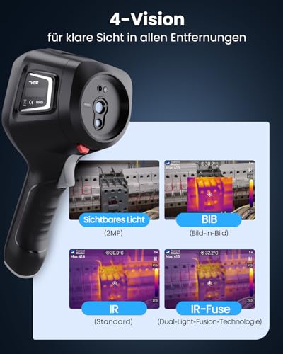 Thermal Master Thor 002 Wärmebildkamera Handheld, 512×384 X³ Auflösung, 25Hz Infrarotkamera, 3,5 IPS Display, -20°C bis 550°C, Laser, WLAN & App/PC-Analyse, IP54 für Elektro, Industrie & HLK