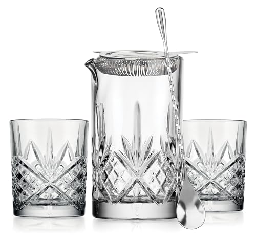Godinger Barware Set, Mixology Set, with Pitcher, Glasses, Strainer & Jigger, Bar Tools Collection, 5 Piece Set