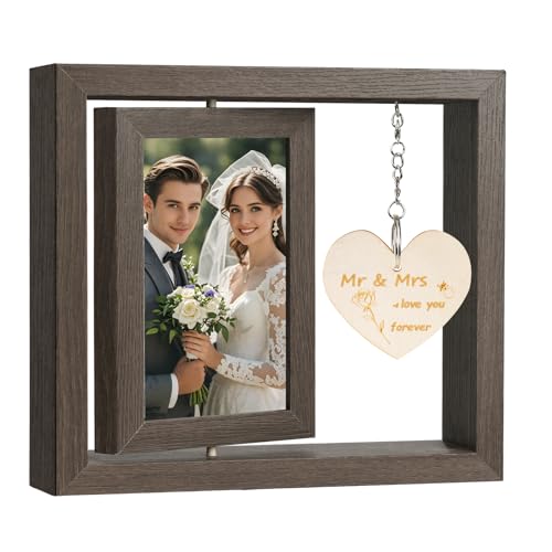 Aolso Bilderrahmen Holz, Holz Drehbare Fotorahmen, Doppelseitigen...