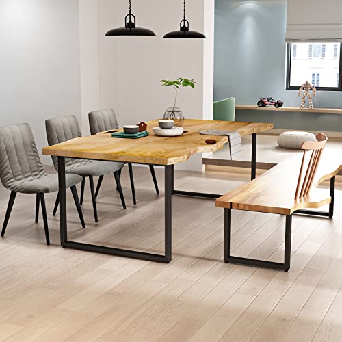 Image of Metal Table Legs 28''Hight 35'' Wide Heavy Duty Furniture Legs, Modern Desk Legs Multiple Uses for Dinning Table Coffee Table (Rectangle Shape, 2pcs)-Black