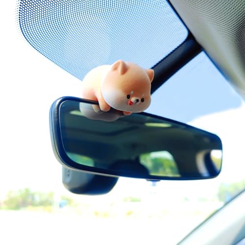 Image of Cute Furry Animal Rear View Mirror Accessories, Car Dashboard Decoration | Soft Texture, Car Interior Accessories, Ornament for Car Screen, Rearview Mirror or Computer Monitor