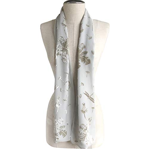 Silk Based Burn-out Velvet Scarf, 62" L x 7.5" W with Silk Lining, Dandelion3