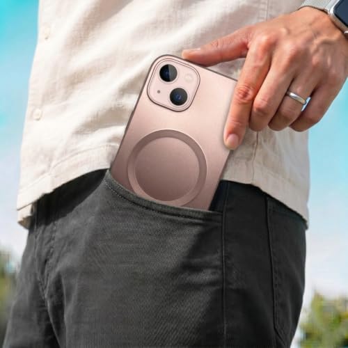Image of amazon basics Premium Mag-Safe Case for iPhone 15 | Shockproof & Anti-Scratch Cover | Soft Silicone with Wireless Charging | Camera Lens Guard - Rose Gold