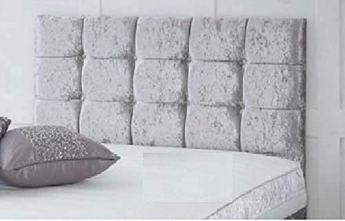 mm08enn Luxurious upholstered Crystal Diamante Crushed Velvet Headboard Available in 20" & 30" Height (6ft 20" Height, Teal)