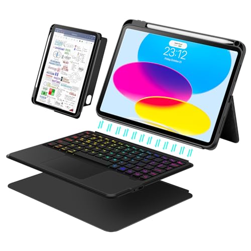 Image of Keyboard Case for iPad 11th (A16) & 10th Generation，Ultra-Light Magnetic Detachable Keyboard with Multi-Touch Trackpad - Backlit Keys,Adjustable Stand Case for iPad 11 inch 2025&10th Gen 10.9 inch