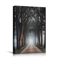 Canvas Wall Art Foggy Trees Cool Dramatic Forest Multicolor Nature Photography Rustic - 12x18 inches