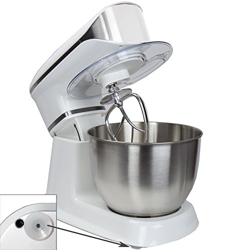Syntrox Germany KM-6.5L Basic Küchenmaschine Knetmaschine Mixer, Edelstahl-Behälter, 6,5 Liter, weiß – Bild 3