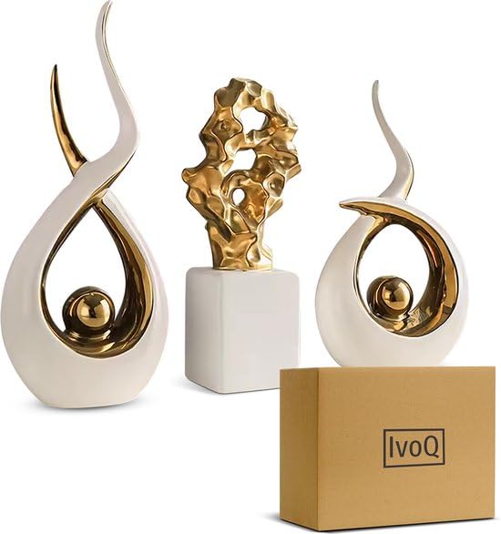 Set di statue decorative in oro di lusso - Eleganti accessori per la casa per interni moderni