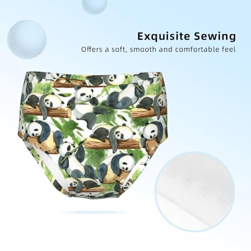 Watercolor Panda And Leaves Girls' Underwear Soft Cotton Little Girls Panties Comfort Briefs3