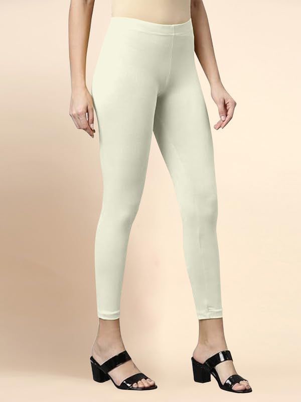 Image of TRENDMALLS Women's Microfiber Elastane Stretch Soft Cropped Leggings with Ultrasoft Waistband for Women