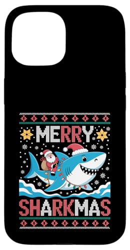 Merry Sharkmas AO[Z[^[ T^ CfBO V[N Cgt X}zP[X iPhone 15 p