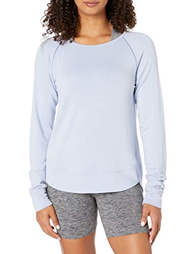 Amazon Brand - Core 10 Women's Soft French Terry Mesh Trim Long Sleeve Yoga Sweatshirt, Ice Blue, 1X