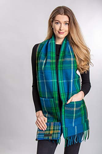 Patrick King Woollen Company Long Merino Wool Scarf with Pockets - Nova Scotia Fringed Plaid Oversized Scarf 10" x 69" for Men Women Made of Heavy Warm Wool Thick Durable2