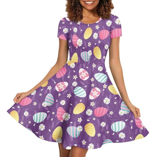Image of Biyejit Women's Summer Casual Short Sleeve T-Shirt Swing Dress Crew Neck Plus Size S-4XL