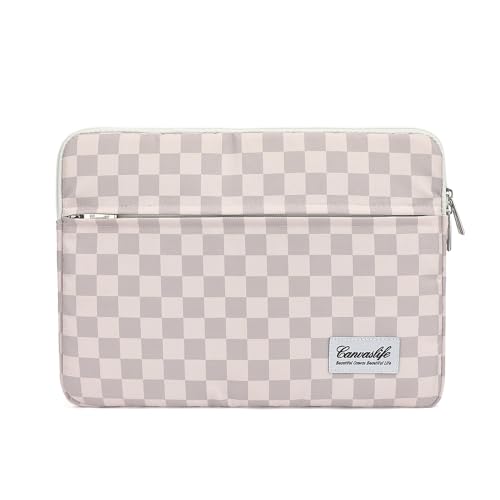 Canvaslife Neutral Checker Pattern Laptop Sleeve Case Cover with Pocket for MacBook Pro 14 inch and 14 inch-14.4 inch HP, Lenovo, Dell, ASUS, Acer Notebook Computer