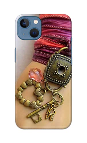 Image of Girl Hand with Keychain Hard Back Case Cover for Apple iPhone 13, A2633, A2482, A2631, A2634, A2635 Back Cover -(J5) VNS2228