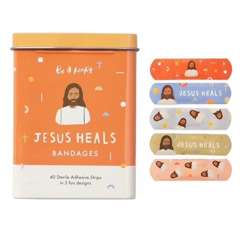 Image of Be A Heart Original Jesus Heals Bandages, Kids Adhesive Bandages, Band-Aid for Kids (2 Bandage Tins)